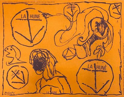 ALECHINSKY (Pierre). "作家与画家"（1980年）。彩色石版画。P., Arte, 1980, 尺寸: 63,5 x 48 cm / IDEM."La...