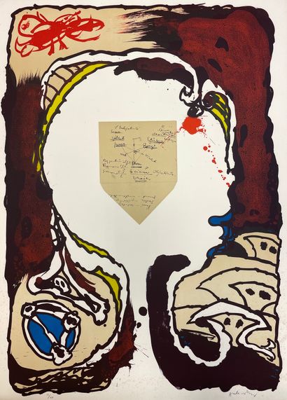 ALECHINSKY (Pierre). "为了乔恩"（1976年）。彩色石板画原作，印在Arches牛皮纸上，只是。III/XX，用铅笔签名。由Clot, Bramsen...