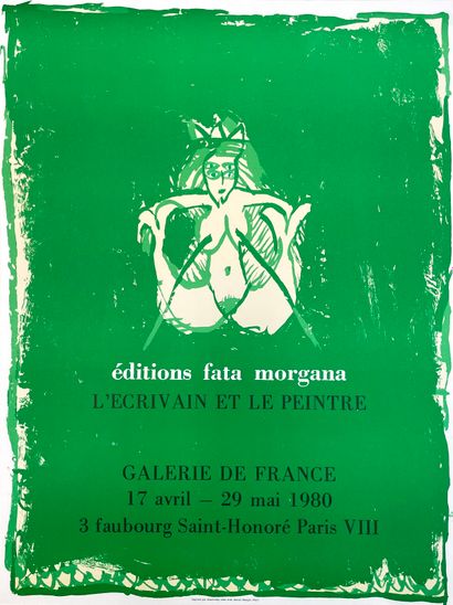 ALECHINSKY (Pierre). "L'Ecrivain et le Peintre" (1980). Lithographie en couleurs....
