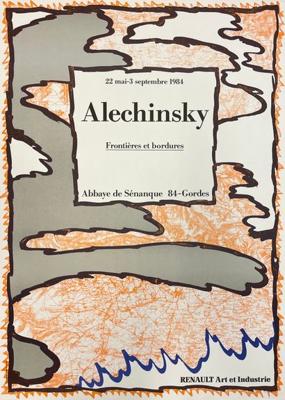 ALECHINSKY (Pierre). "Frontières et bordures" (1984). Lithographie en couleurs. P....