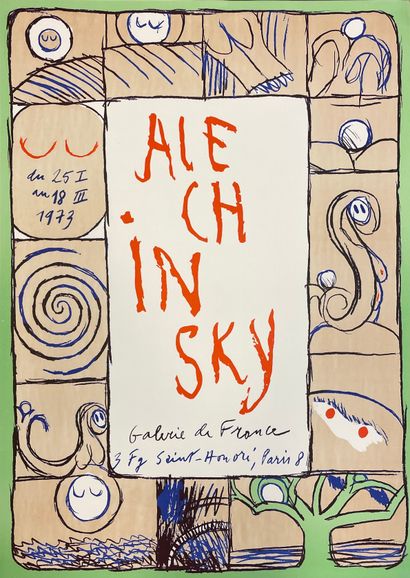 ALECHINSKY (Pierre). "Frontières et bordures" (1984). Lithographie en couleurs. P....