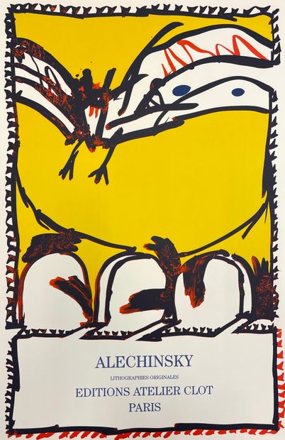 ALECHINSKY (Pierre). "Alechinsky原创石版画--巴黎克洛特出版社" (1994)。彩色平版印刷海报。P., Clot, Bramsen...