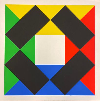 BILL (Max). 无题》（1987年）。彩色丝印。支持物的尺寸：67 x 67厘米；主体：59.5 x 59.5厘米。