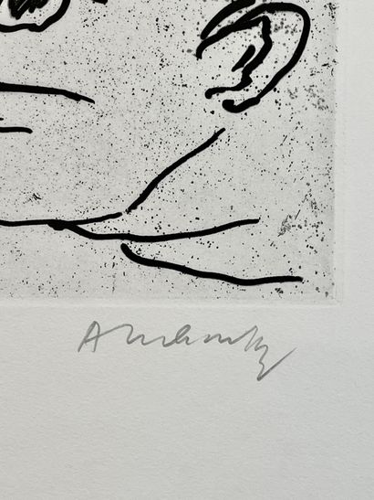 ALECHINSKY (Pierre). "没有进步"（1964年）。Rives牛皮纸上的黑色蚀刻画，用铅笔签名。限量89份，尺寸65.5 x 50厘米，主题44.5...