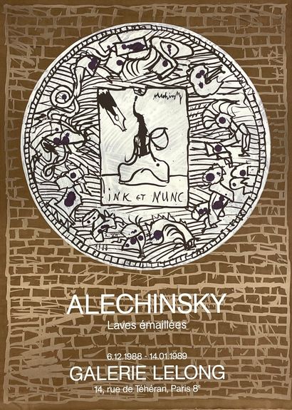 ALECHINSKY (Pierre). "珐琅质熔岩"（1988年）。海报。为他在巴黎Lelong画廊的展览制作的彩色平版印刷版。P., Clot, Bramsen...