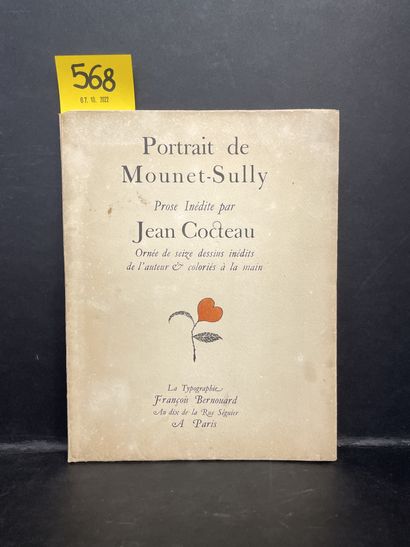 COCTEAU (Jean). 穆内-苏利的画像。让-科克托未发表的散文，用作者未发表的16幅图画装饰，手绘上色。P., François Bernouard,...
