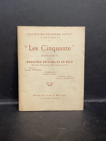 null "The Fifty"。展览中的黑色原版雕刻。P., Galeries Georges Petit, 1908年，12开本的小册子，装订。目录中包含了305幅由......展出的版画。Chahine,...
