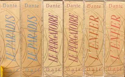 DALI.- DANTE. 神曲》。天堂。炼狱。L'Enfer。萨尔瓦多-达利的100幅作品被刻在木头上，并以彩色印刷。P., Les Heures Claires,...
