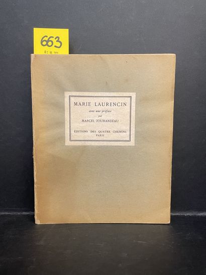 null 玛丽-劳伦森（Marie Laurencin）。附有马塞尔-茹汉多的序言。P., Editions des Quatre Chemins, 1928,...