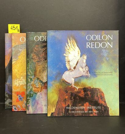 null WILDENSTEIN (A.) Odilon Redon.油画和绘画作品目录》。第一卷。肖像和人物--第二卷。目录的第一部分专门介绍奥迪隆-雷东的作品。花卉与景观--第四卷。研究和伟大的装饰。补充。P.,...