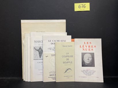 MARIËN (Marcel). 收集了大约20卷与马塞尔-马里恩有关的资料：展览目录，"Les Lèvres nues "杂志，1份手写的说明，1份公告传单，...