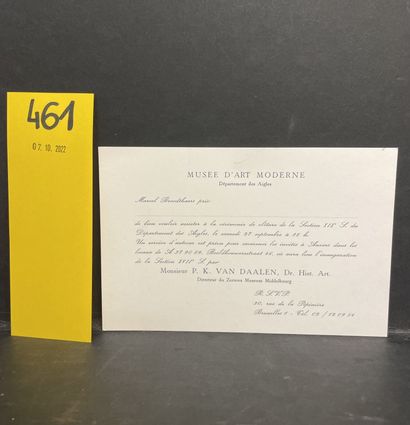 BROODTHAERS (Marcel). "Musée d'Art moderne - Département des Aigles". Carton d'invitation...