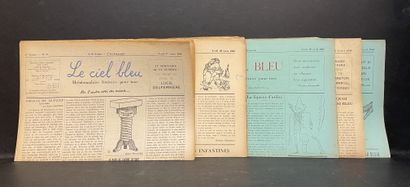 "Le Ciel bleu". 所有人的文学周刊。布鲁塞尔，1945年2月22日至4月19日，9期，37.5 x 27.5厘米，每期4页（照例变色，罕见污点）。由Paul...