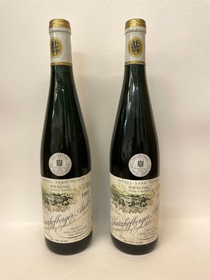 null "Scharzhofberger Auslese - Egon Müller" (1992). Two bottles, good levels, capsules...