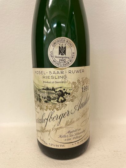 null "Scharzhofberger Auslese - Egon Müller (1991)。一瓶。完美的水平，胶囊完好无损，标签完好无损，清晰可辨。在...