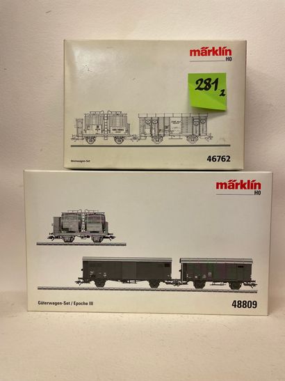 MÄRKLIN. "46762, 48809". Lot de 2 coffrets SBB Märklin. Coffret de wagons-foudres...