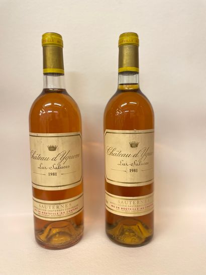 null "Château Yquem" (1981). Two bottles of Premier cru supérieur. Low neck levels,...