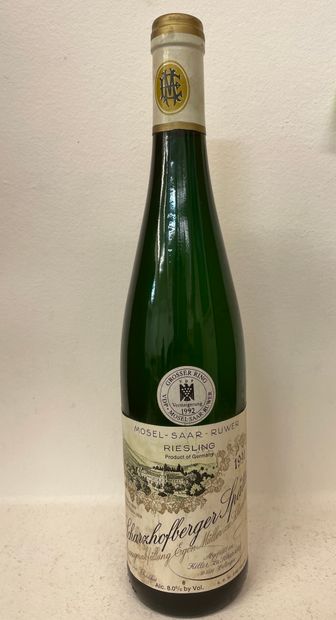 null "Scharzhofberger Spätlese - Egon Müller (1991)。一瓶。完美的水平，胶囊完好无损，标签完好无损，清晰可辨。...