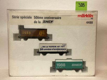 MÄRKLIN. Coffret de 3 wagons SNCF. Märklin 4488, 1988. Série spéciale (1938-1988)...