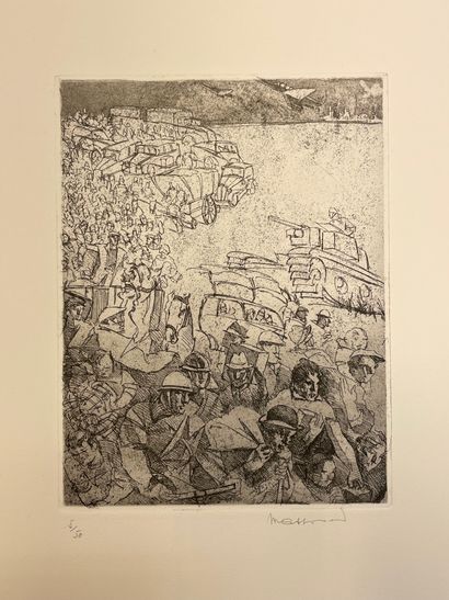 MASSONET (Armand). "1914-1918". Ensemble de 10 eaux-fortes en noir tirées sur papier...