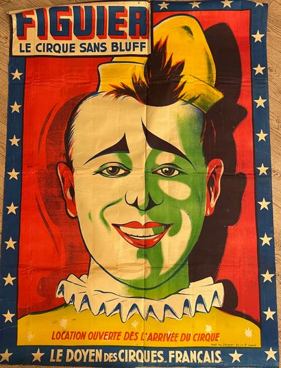 ANONYME. "Figuier le cirque sans bluff". Lithographie en couleurs. P., impr. Soudan,...