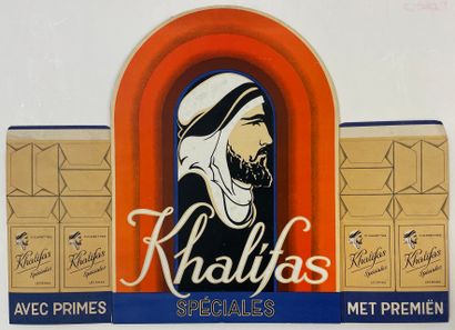 ANONYME. "Cigarettes Khalifas Spéciales". Lithographie en couleurs montée sur support...