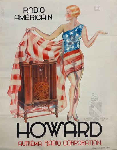 DUPOND (Hubert). "Howard Radio Américain" (ca 1935). Planche en quadrichromie. Liège,...