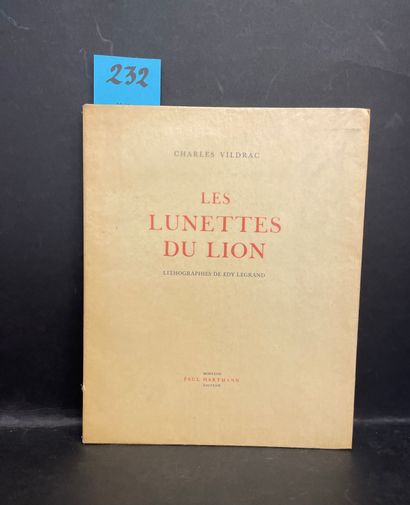 VILDRAC (Charles). Les Lunettes du lion.埃迪-勒格朗的四色石版画插图。P., P. Hartmann, 1932, 4°,...