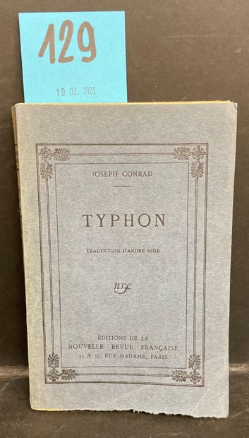 CONRAD (Joseph). Typhon. Traduction d'André Gide. P., NRF, 1918, in-12, 200 p., br.,...