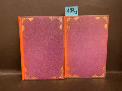 UZANNE (Octave). 扇子--遮阳伞。手套--马夫。插图：保罗-艾弗尔。P., Quantin, 1882-1883（完成印刷：1881和1882），2卷。4°，143和138页，全紫丁香色摩洛哥，板角有花纹装饰，光滑的书脊上有完整的标题，书头镀金，紫丁香色Japon纸封底（书脊均匀褪色，书头磨损）（装订签名为F....