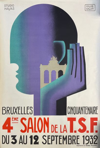 DUPOND (Hubert). "4e Salon de la TSF" (1932). Lithographie en couleurs. Brux., A....