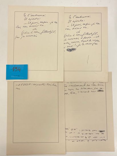 GUITRY (Sacha). 狱中60天》的亲笔手稿，[1949]；7页，4°不均匀填充。这本作为手稿传真出版的 "纪念品 "书的草稿页，用带框架的预备纸。这...