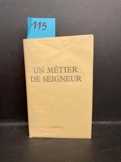 BOULLE (Pierre). 一个领主的身份。P., René Julliard, 1960, in-12, br.第一版。在pur fil du Marais上有1/50的编号副本，这是唯一的大纸。"Un...