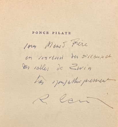 CAILLOIS (Roger). Ponce Pilate. P., NRF, 1961, in-12, br., petit portrait de l'auteur...