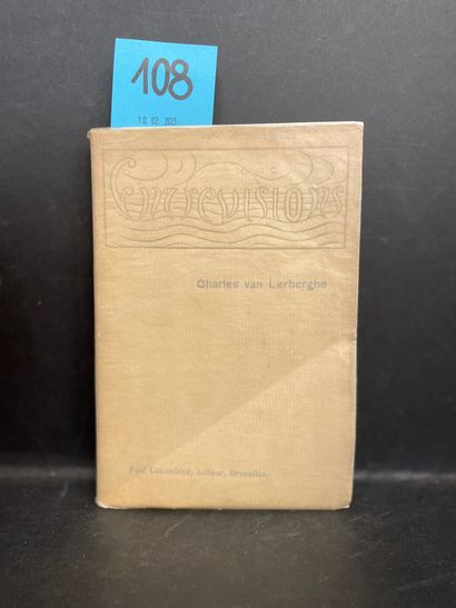 VAN LERBERGHE (Charles). 创业者。Brux, Paul Lacomblez, 1898, in-12, 149 p., br. (封面有褐色和轻微斑点)。第一版印数为400份，编号为1/385...