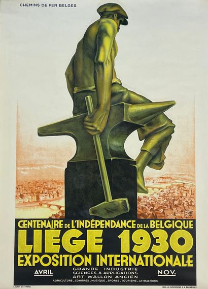 DUPOND (Hubert). "比利时独立一百周年，列日1930"。Brux, Impr. Goossens, 1930, 尺寸：107 x 75 cm (...