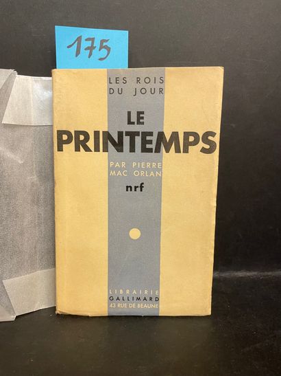 MAC ORLAN (Pierre). Le Printemps.P., NRF, "Les Rois du jour", 1930, in-12, br.首版印刷246份，1/230，用奥朗德铺纸，此前在日本有16份。作品以大量的照片复制品说明了巴黎著名商店...