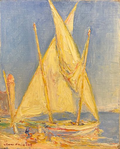 null PACQUET (Henri). "Vue de port en Provence" (1926). Huile sur toile, datée et...