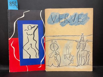 "Verve". N° 1.P., 1937年12月, 4°, br. 封面由亨利-马蒂斯创作（边缘和标题页有细微的凹痕）。这本 "Verve "杂志的创刊号包括费尔南-莱热的1幅石版画《L'Eau》、琼-米罗的1幅石版画《L'Air》、拉特纳的1幅石版画《Le...