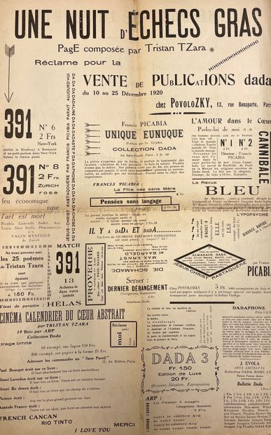 null "391".N° 14.由弗朗西斯-皮卡比亚执导的双月刊杂志。经理。里贝蒙-德塞尼翁。P.，1920年11月，1分册，单页（折痕用透明胶带修复，有使用...