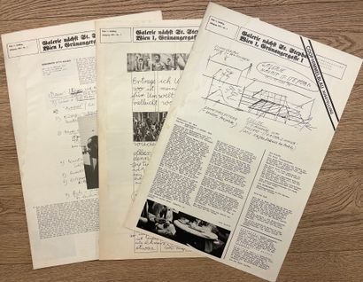 null [PENCK] - "Galerie nächst St. Stephan"。Jahrgang 1974.第1、2和3号。维也纳，1974年，3册，印在纸上，有插图的封面（有轻微斑点和发霉）。第一版。Jochen...
