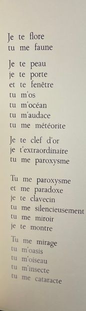LUCA (Gherasim). 世界的尽头。米舍利娜-卡蒂的封面画。P., SIC et Jean Petithory, 1969, 4°, 无页码，单页，印刷封面填充。420份第一版，编号为1/350...