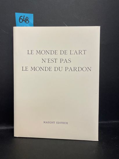 CHAR (René). 艺术的世界不是宽恕的世界。P., Maeght, 1974, 4°, 120 p., 填充封面, 锈色布出版商的滑套。包括康定斯基、克...