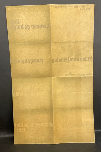 null PICABIA / DUCHAMP - "Chapeau de paille ?1964年11月，路易-卡雷画廊在巴黎和纽约举办的 "月度杰作 "展览的折页海报。正面为金色印刷，背面为Picabia画作的复制品，由Marcel...