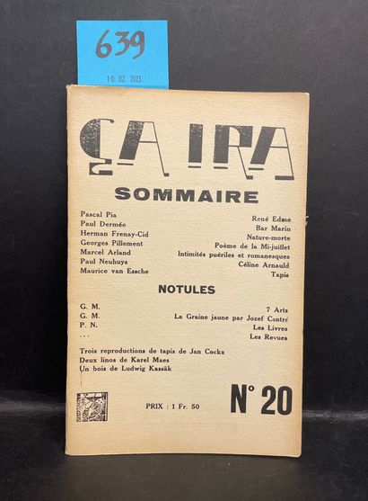 "Ça Ira !". 艺术与批评》月刊评论。N° 20.P.，1923年1月，8°小册子，装订。第一版。三张Jan Cockx的地毯复制品，两张Karel Maes的linos和一张Ludwig...