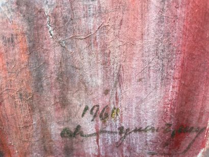 null 金恩（袁岳）。"构图"（1960）。布面油画，右上角有日期和签名。支架和主题的尺寸：54 x 81厘米（需要清洁）。