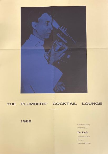 null PERRY (Paul)."水管工的鸡尾酒会"（1988）。为他1988年在荷兰Gronigen的 "De Zaak "展览编辑的彩色石印海报。尺寸：69.5...