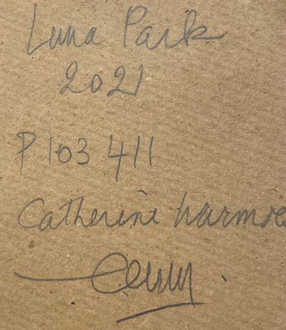 WARMOES (Catherine). "Luna Park" (2021). Huile sur toile, titrée, datée et signée...