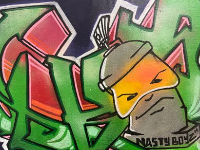 null TKID 170. "Nasty Boyz". Acrylic and Posca on canvas, signed upper left corner....