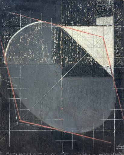 NON IDENTIFIE. "Composition" (1991). Oil on panel, titled, dated and signed in the...